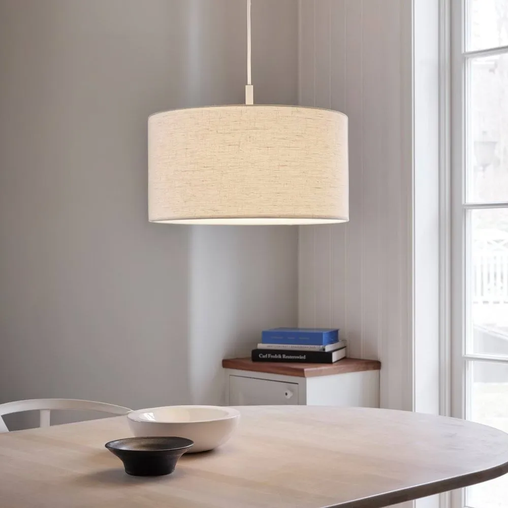 Candeeiro suspenso Soft Ø40 cm, Linho branco-areia, Ø44 cm Belid