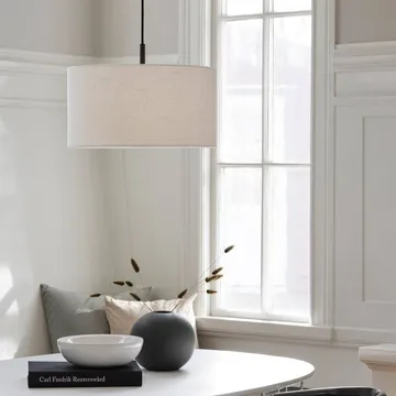 Candeeiro suspenso Soft Ø40 cm - Linho branco-bronze metálico, Ø44 cm - Belid
