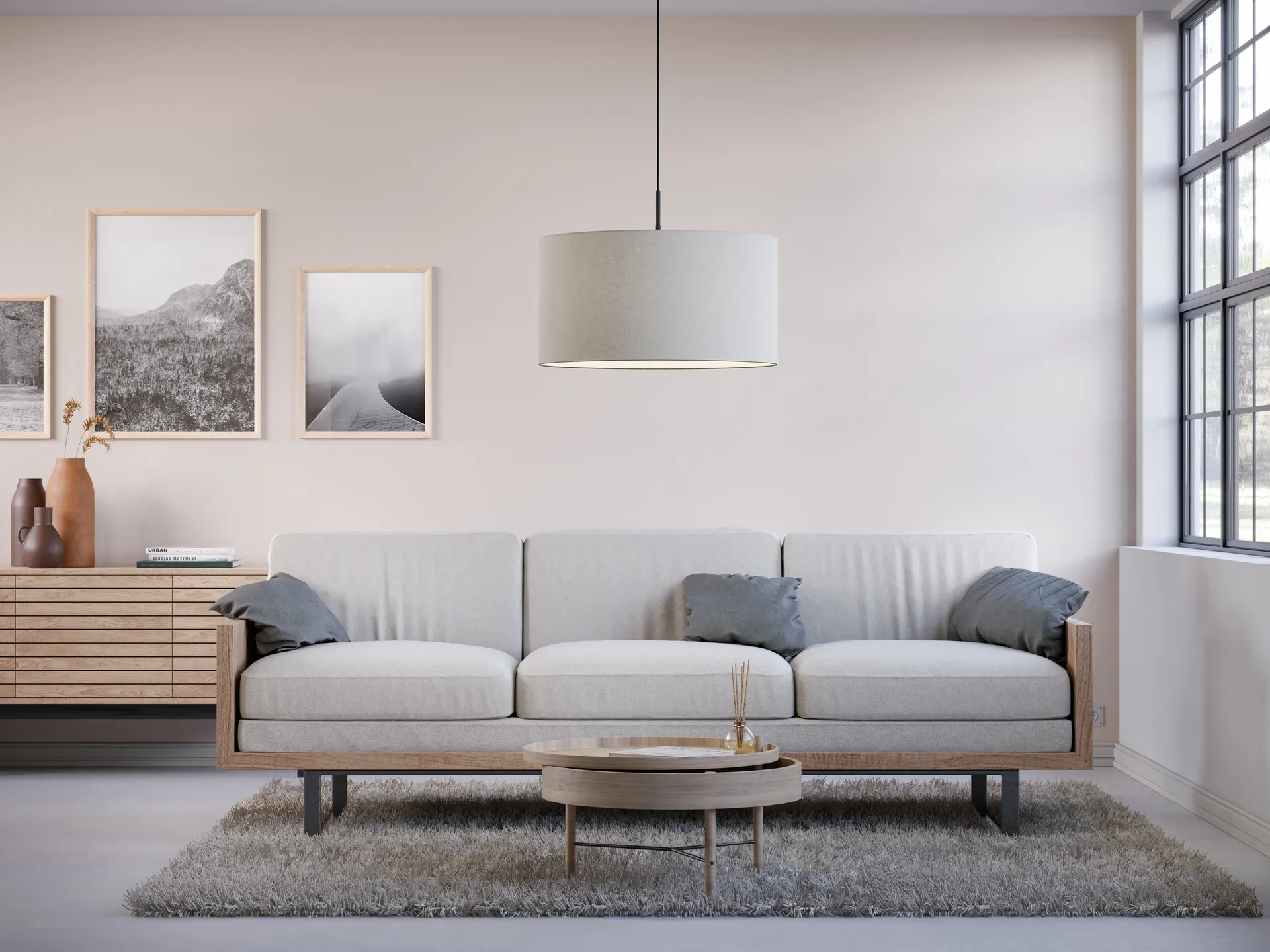 Candeeiro suspenso Soft Ø57 cm, Lã branca Belid