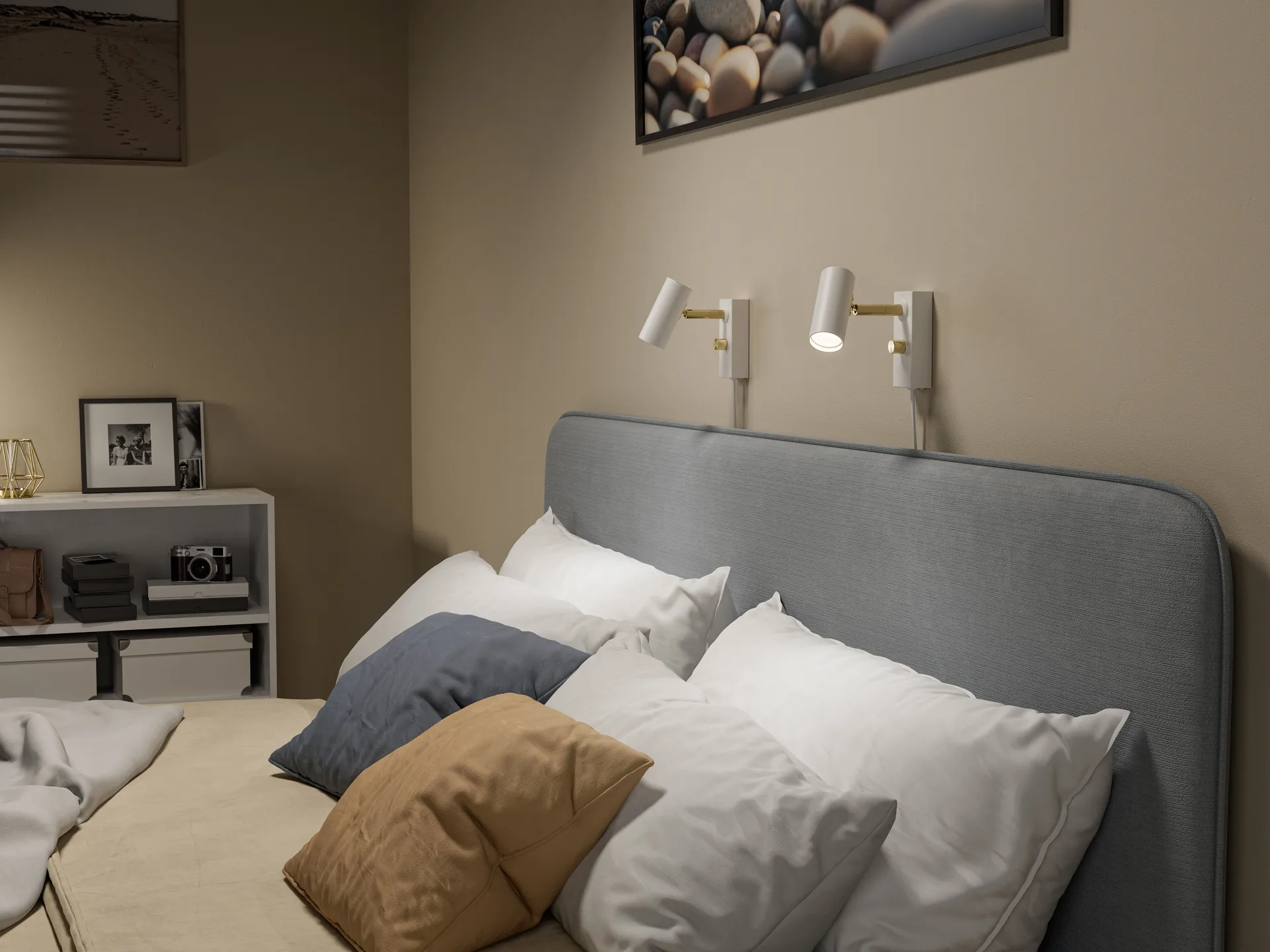 Cato candeeiro de parede , Branco mate-latão polido Belid