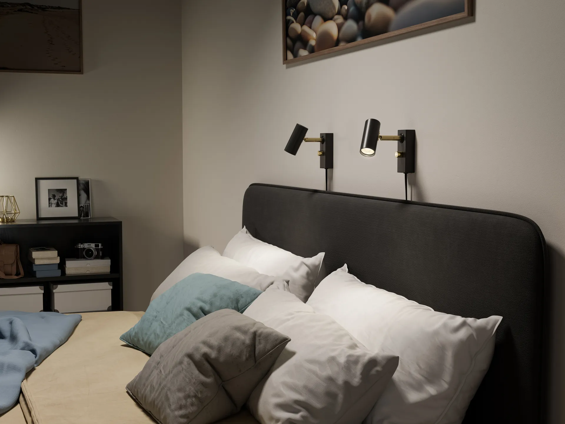 Cato candeeiro de parede , Preto mate-latão Belid