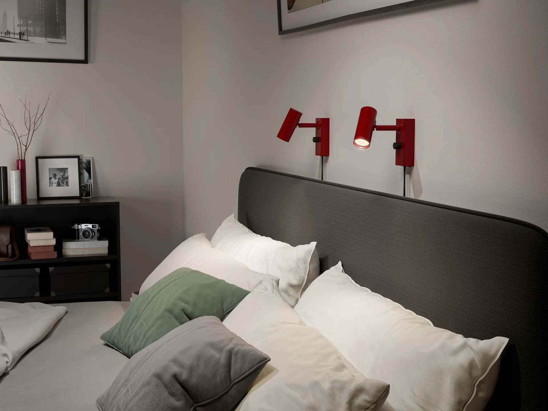 Cato candeeiro de parede , Vermelho rubi brilhante-preto mate Belid