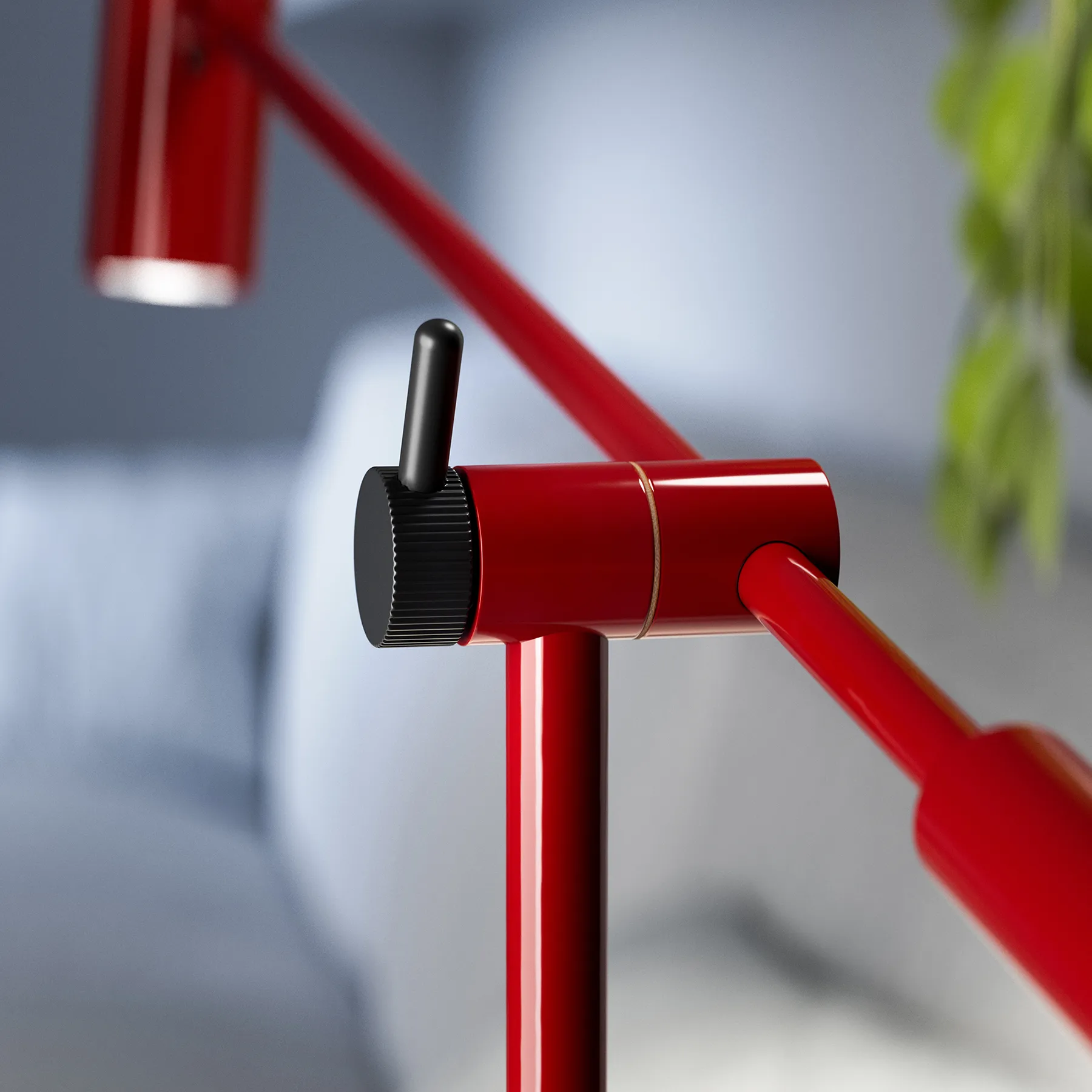 Cato candeeiro de pé 134 cm, Vermelho rubi brilhante-preto mate Belid