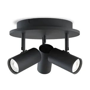 Tyson foco de 3 luzes Ø25 cm, Preto Belid