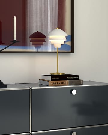 Valencia candeeiro de mesa 41 cm - Branco fosco-latão - Belid