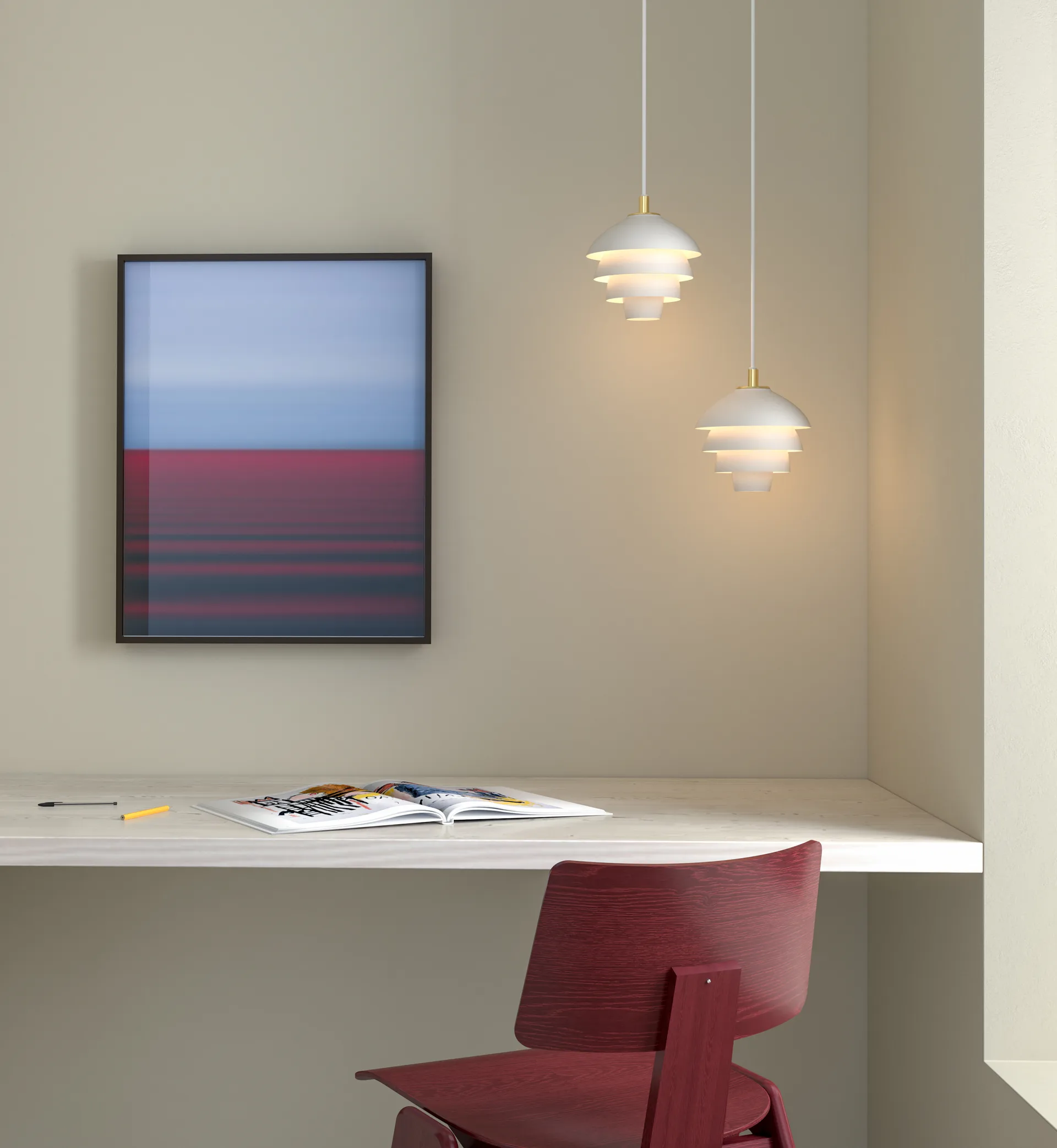 Valencia candeeiro pendente Ø18, Branco fosco-latão Belid