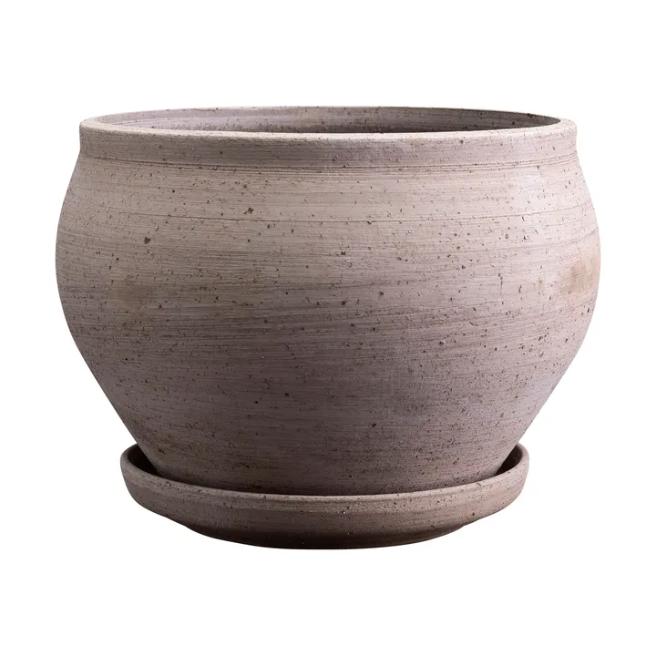 Delphi vaso com prato 2 peças - Cinzento, Ø24 cm, baixo - Bergs Potter