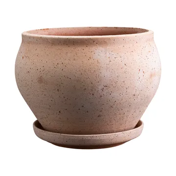 Delphi vaso com prato 2 peças - Rosa, Ø24 cm, baixo - Bergs Potter