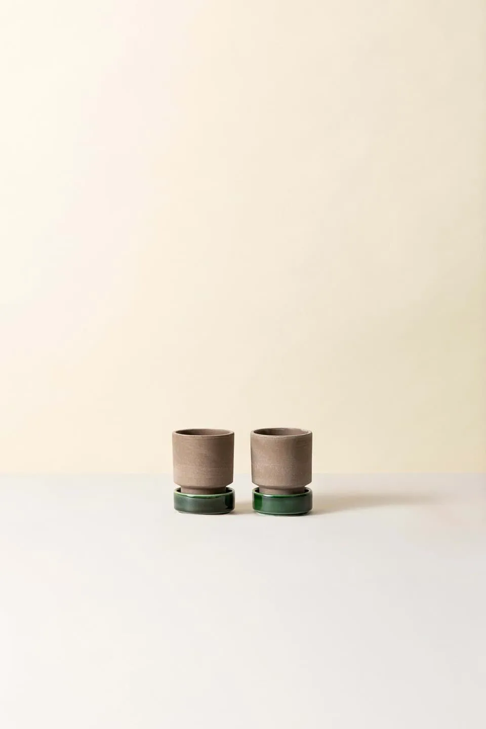 Hoff vaso 2-pack, Ø8 cm, Raw Grey-Emerald Green Bergs Potter
