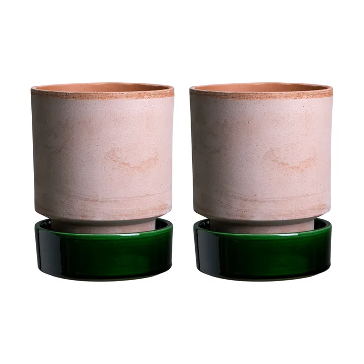 Hoff vaso 2-pack - Ø8 cm, Raw Rosa-Emerald Green - Bergs Potter