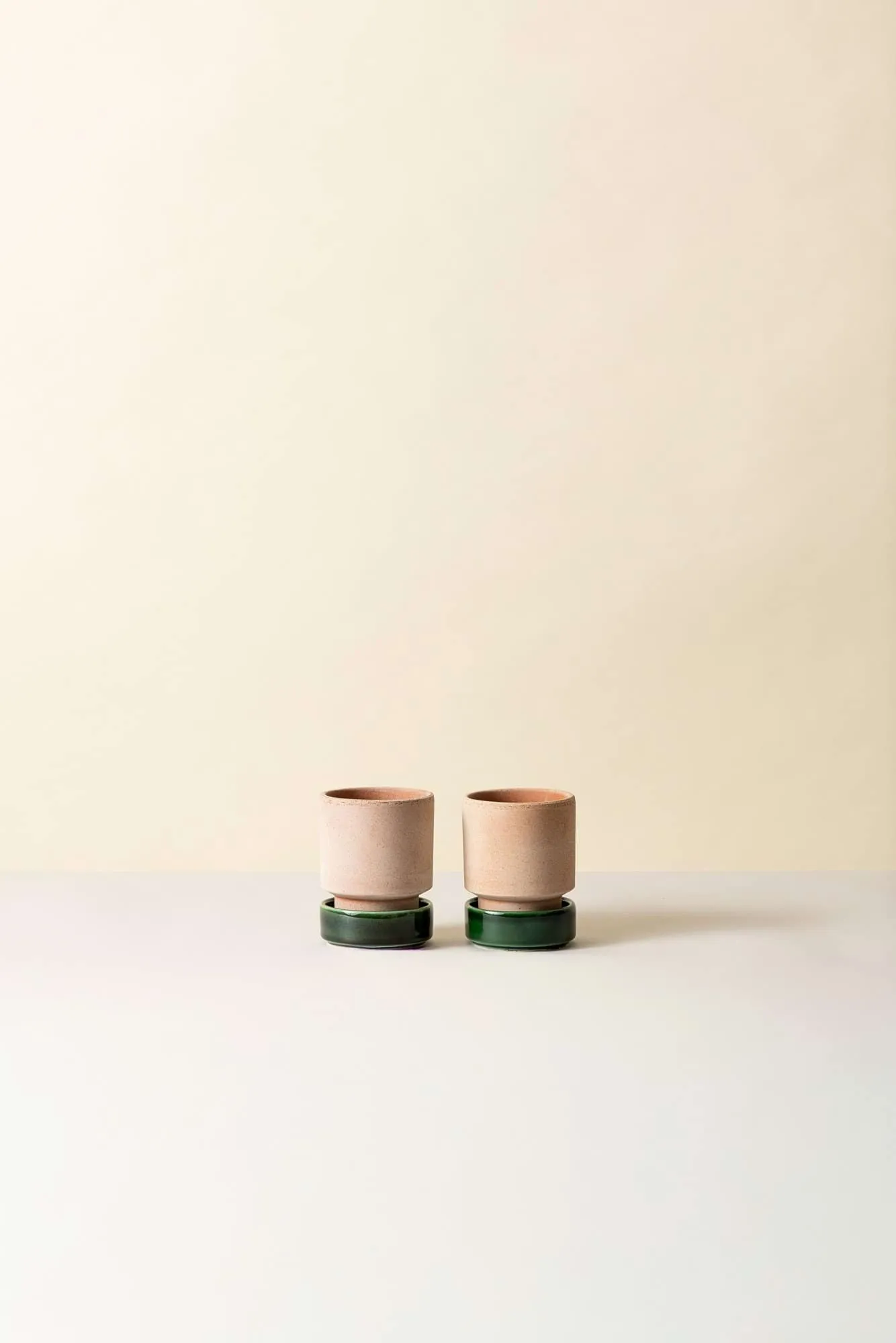 Hoff vaso 2-pack, Ø8 cm, Raw Rosa-Emerald Green Bergs Potter