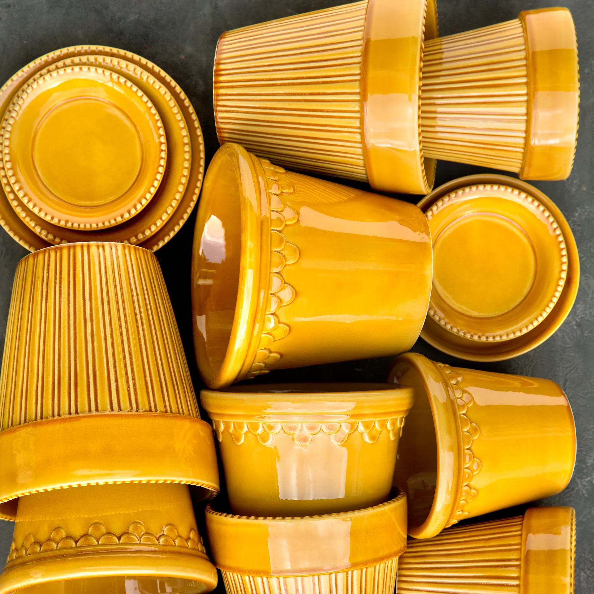 Københavner pote de flores brilhante Ø16 cm, Amarelo Bergs Potter