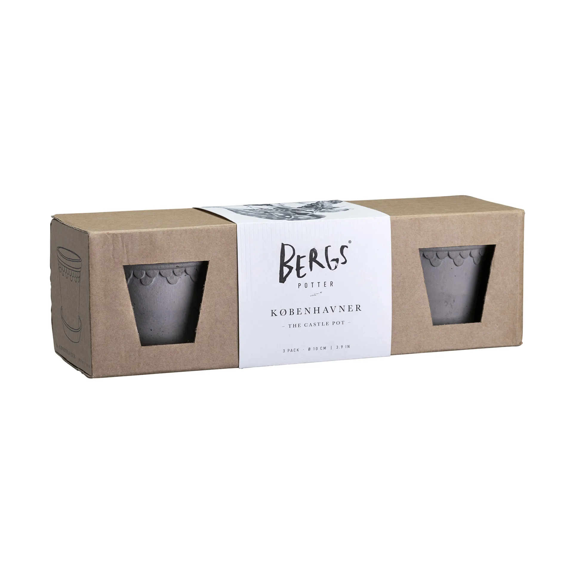 Københavner vaso de flor Ø10 cm 3 unidades, Cinza Bergs Potter