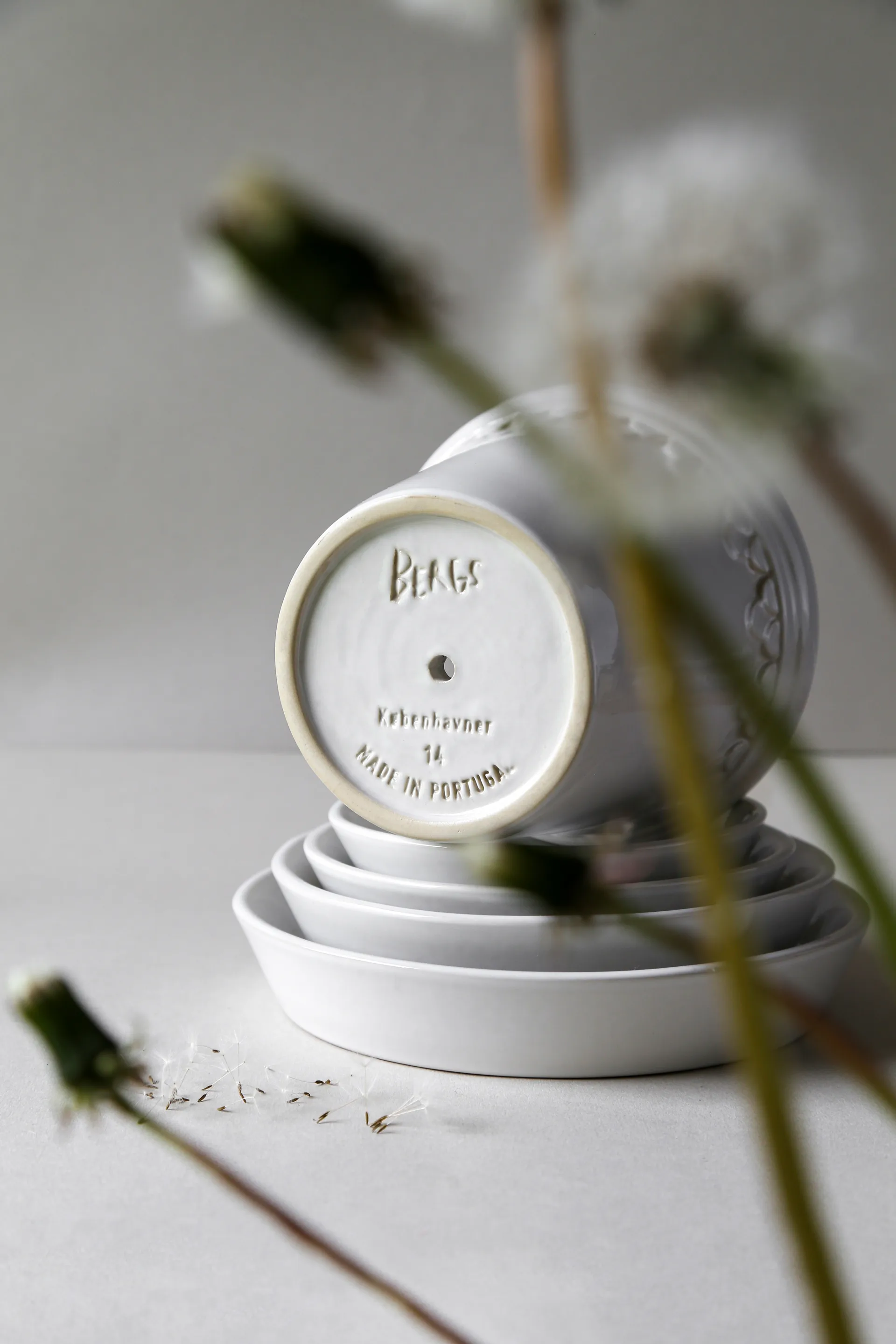 Köpenhamn vaso vidrado, Mineral White (branco), Ø10 cm Bergs Potter
