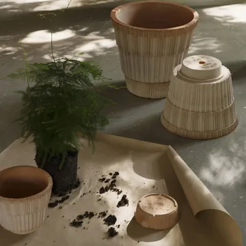 Vaso com prato Atlas raw - Rosa, Ø25 cm - Bergs Potter