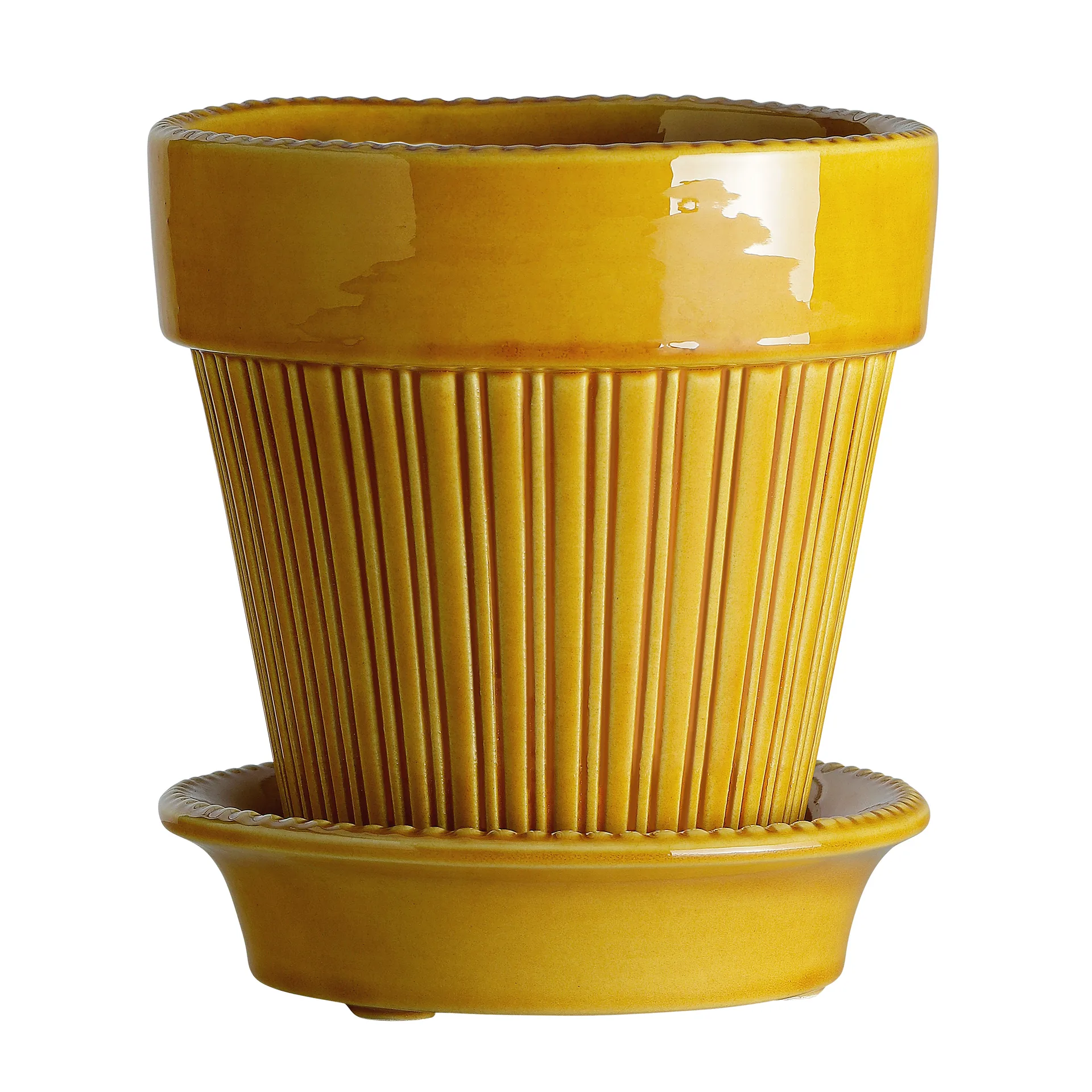 Vaso de flores brilhante Simona Ø14 cm, Amarelo Bergs Potter