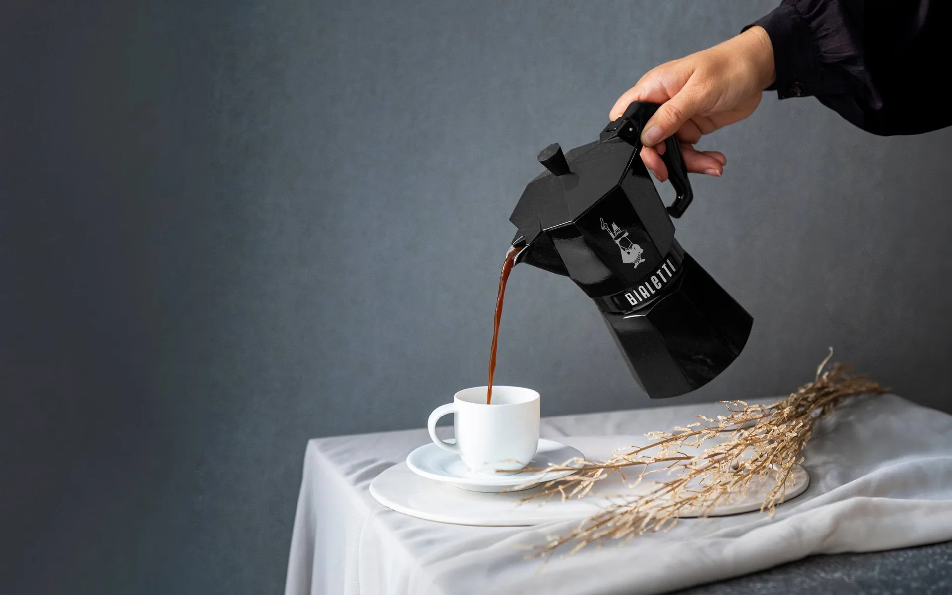 Bialetti exclusiva cafeteira moka, Preto, 6 chávenas Bialetti