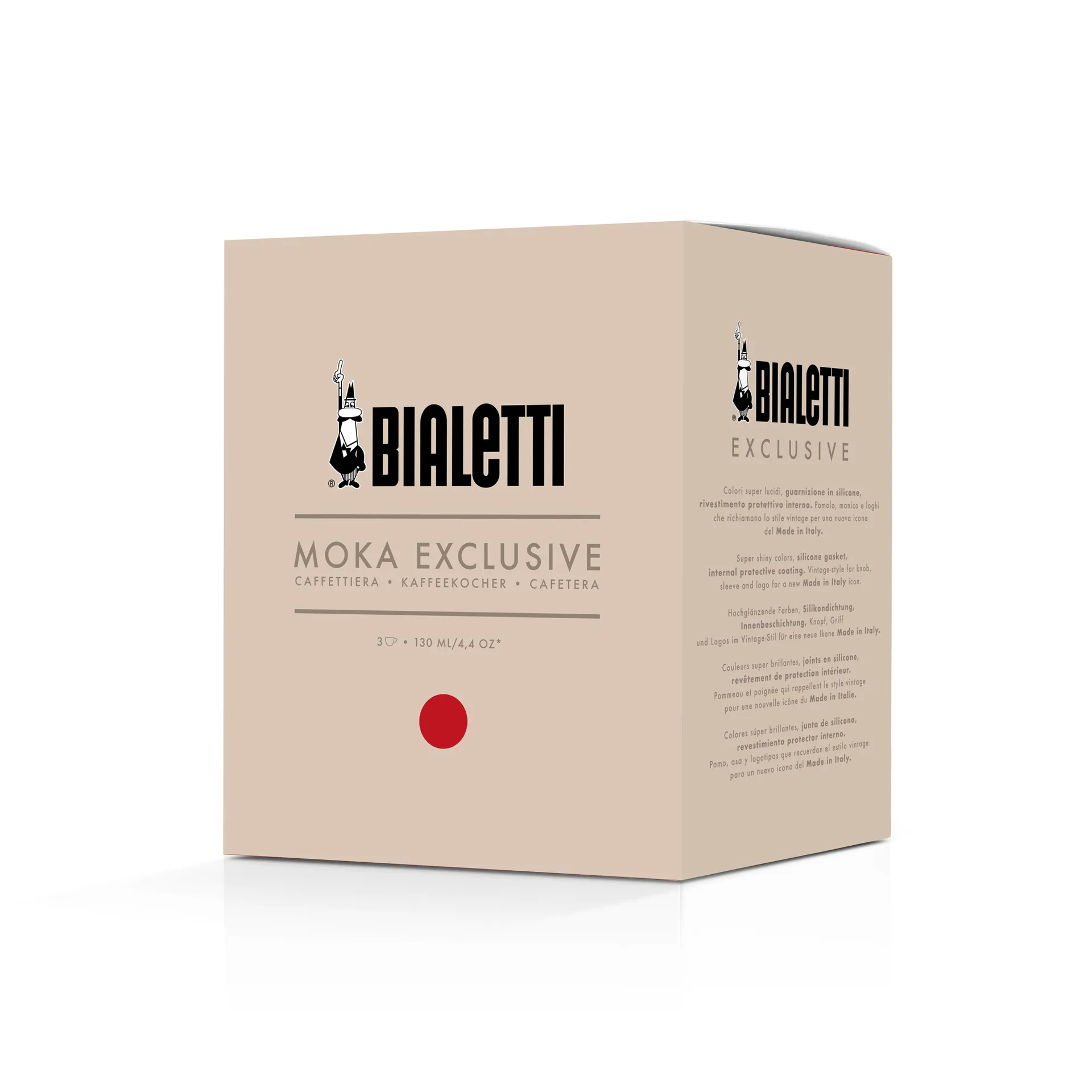 Bialetti exclusiva cafeteira moka, Vermelho, 3 chávenas Bialetti