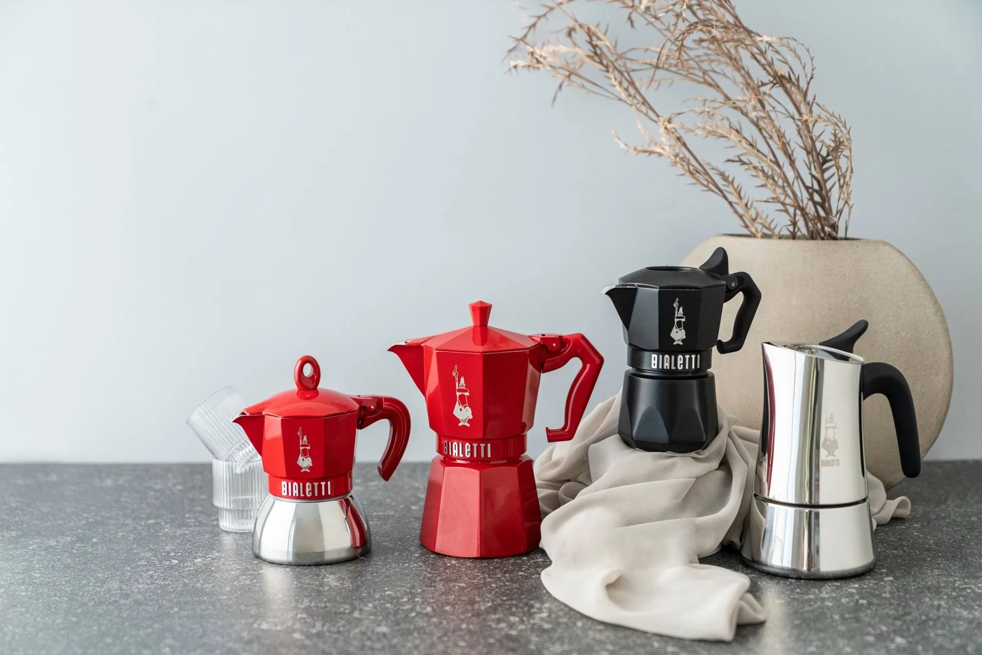 Bialetti exclusiva cafeteira moka, Vermelho, 3 chávenas Bialetti