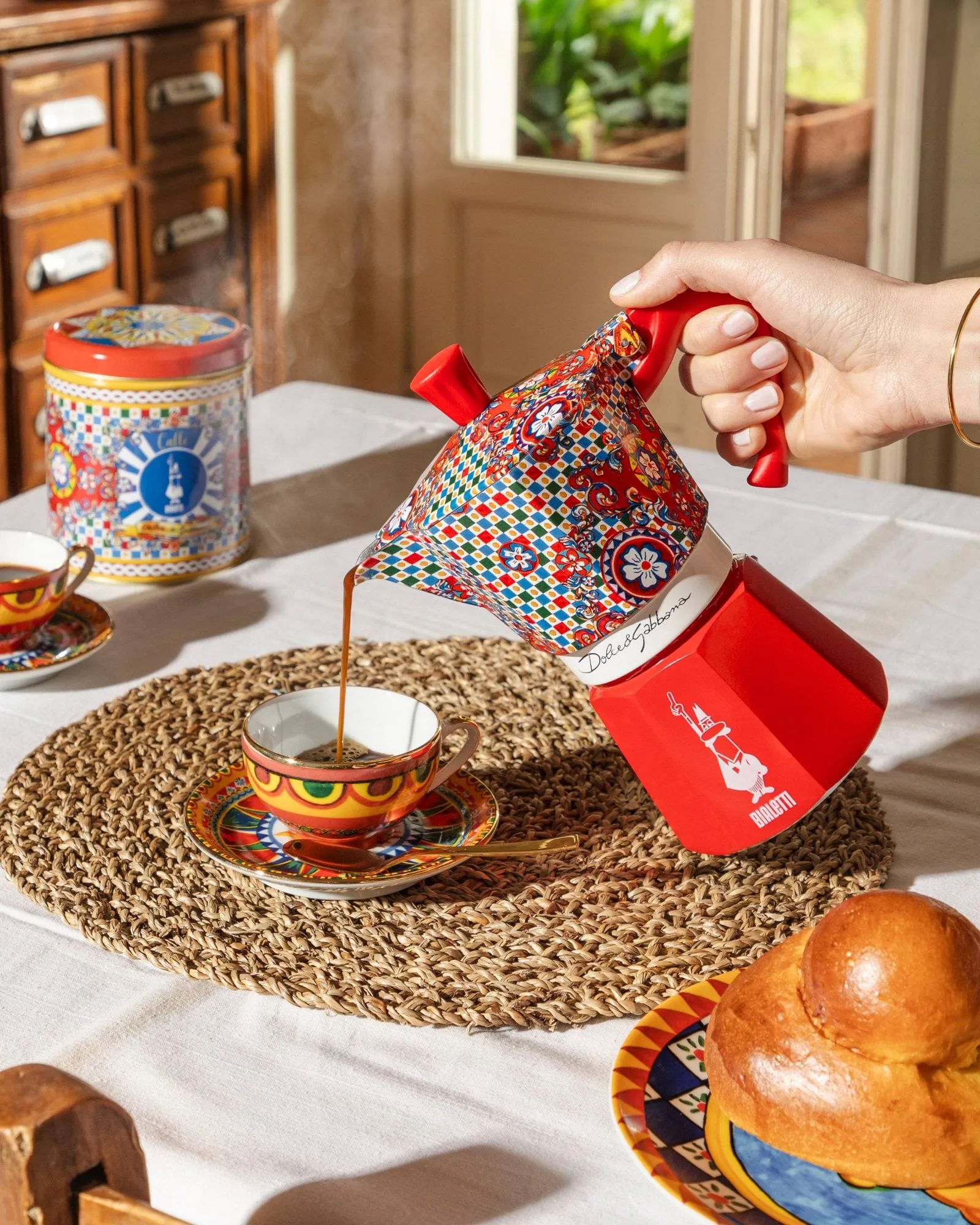 Bialetti x Dolce & Gabbana cafeteira moka, Carrinho siciliano, 6 copos Bialetti