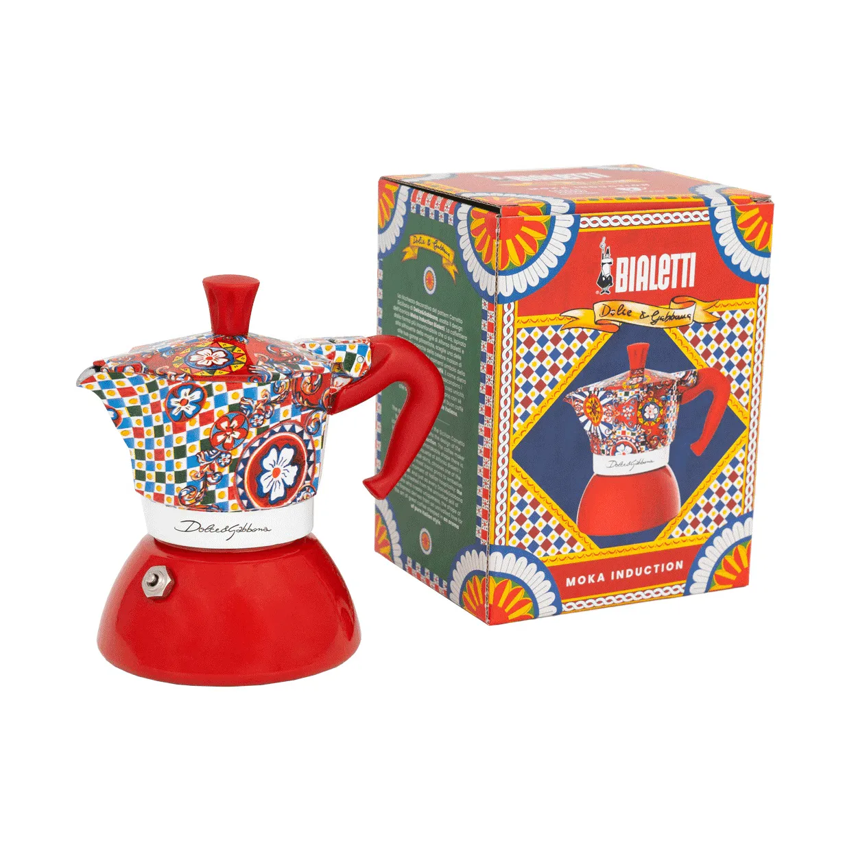 Bialetti x Dolce & Gabbana cafeteira moka para indução, Carro siciliano, 2 copos Bialetti