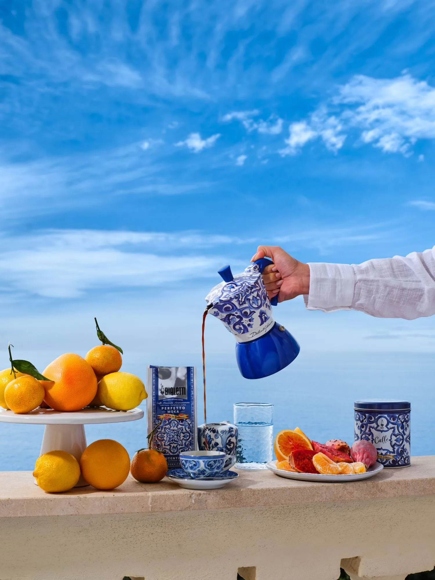 Bialetti x Dolce & Gabbana cafeteira moka para indução, Mediterraneo, 4 chávenas Bialetti