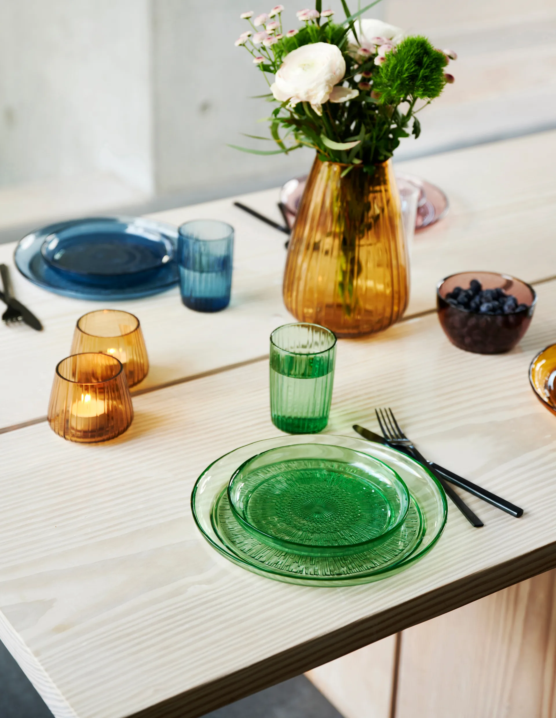 Porta velas 7,5 cm 2-peças Kusintha, Verde Bitz