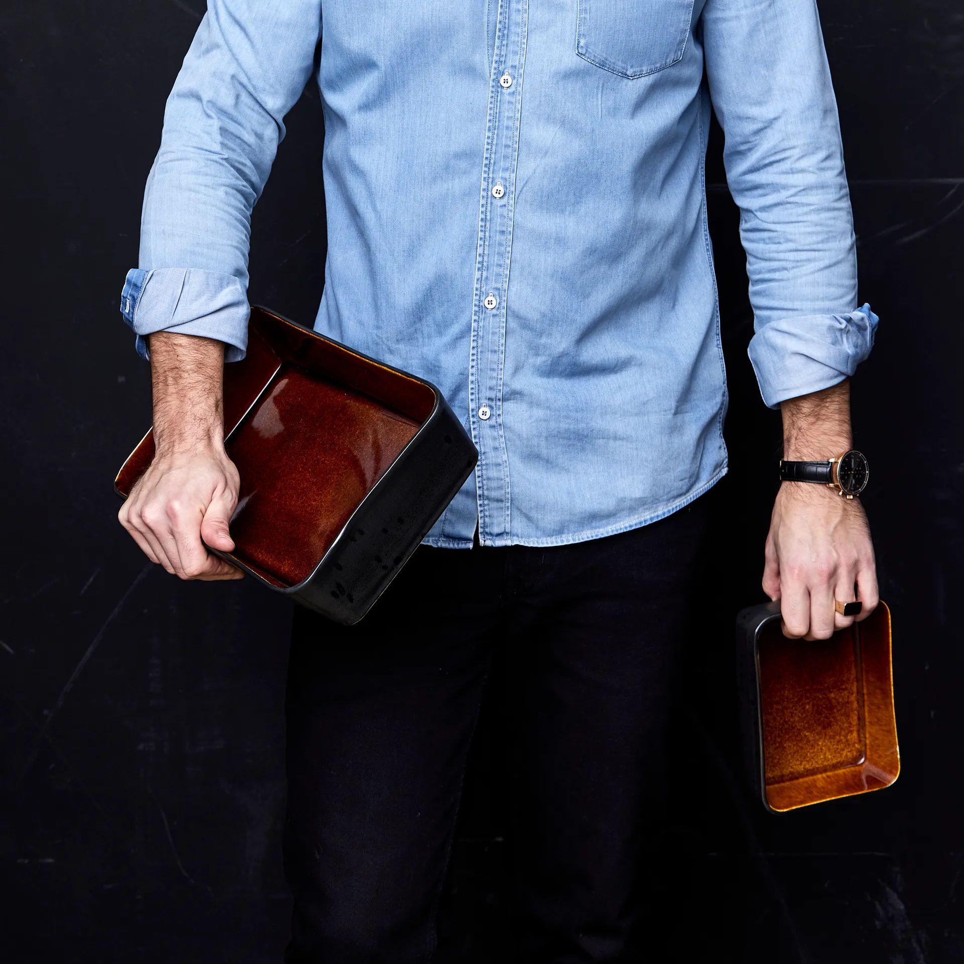 Travessa preto Bitz 30x17 cm, Âmbar Bitz