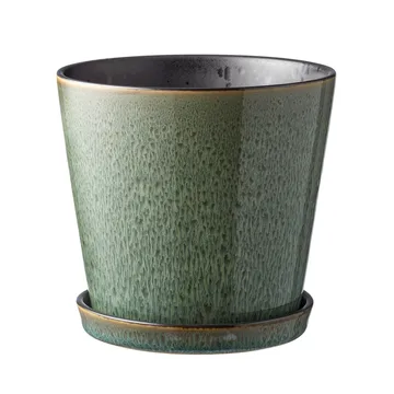 Vaso de flores com prato Bitz ø14 cm - verde-preto - Bitz