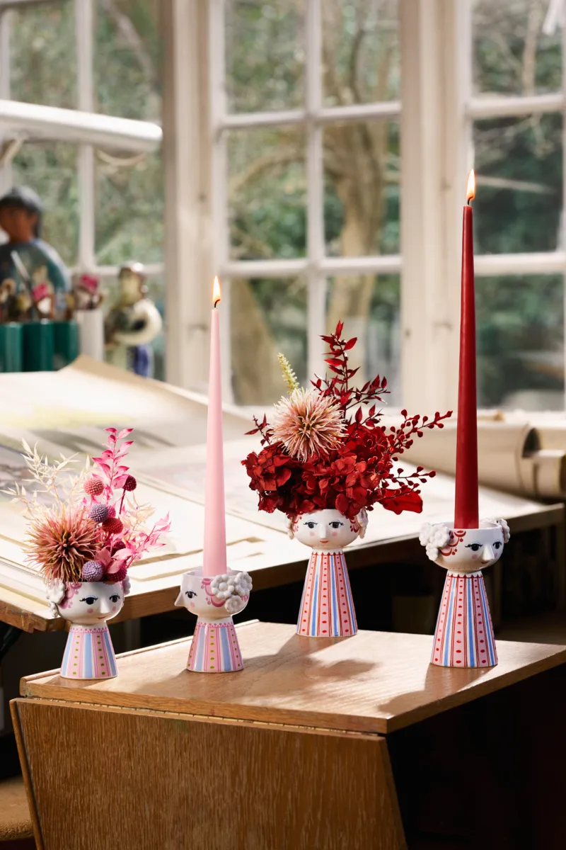 Castiçal Eva 9,5 cm, Rosa Bjørn Wiinblad