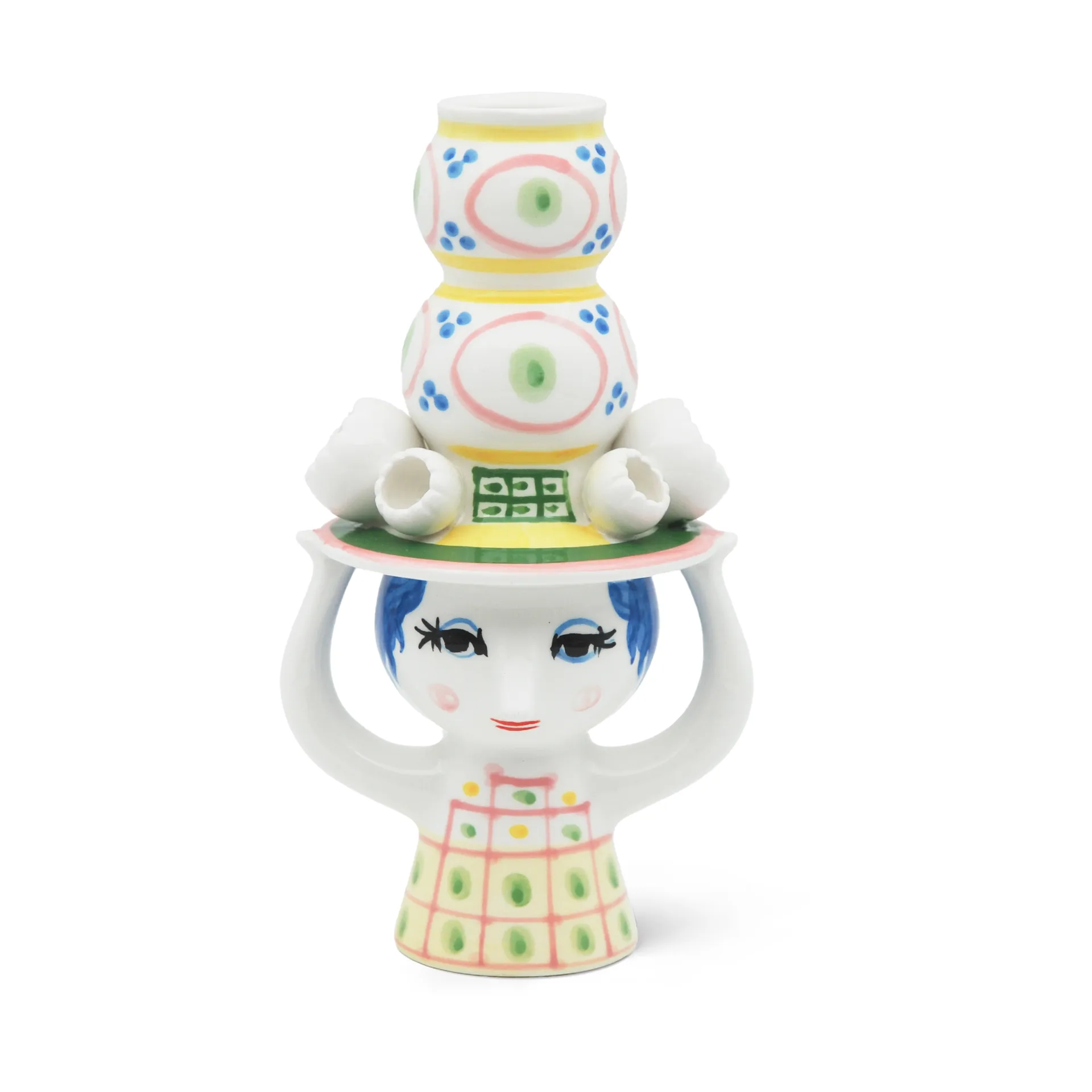 Castiçal Lady with Hat H16 cm, Rosa Bjørn Wiinblad