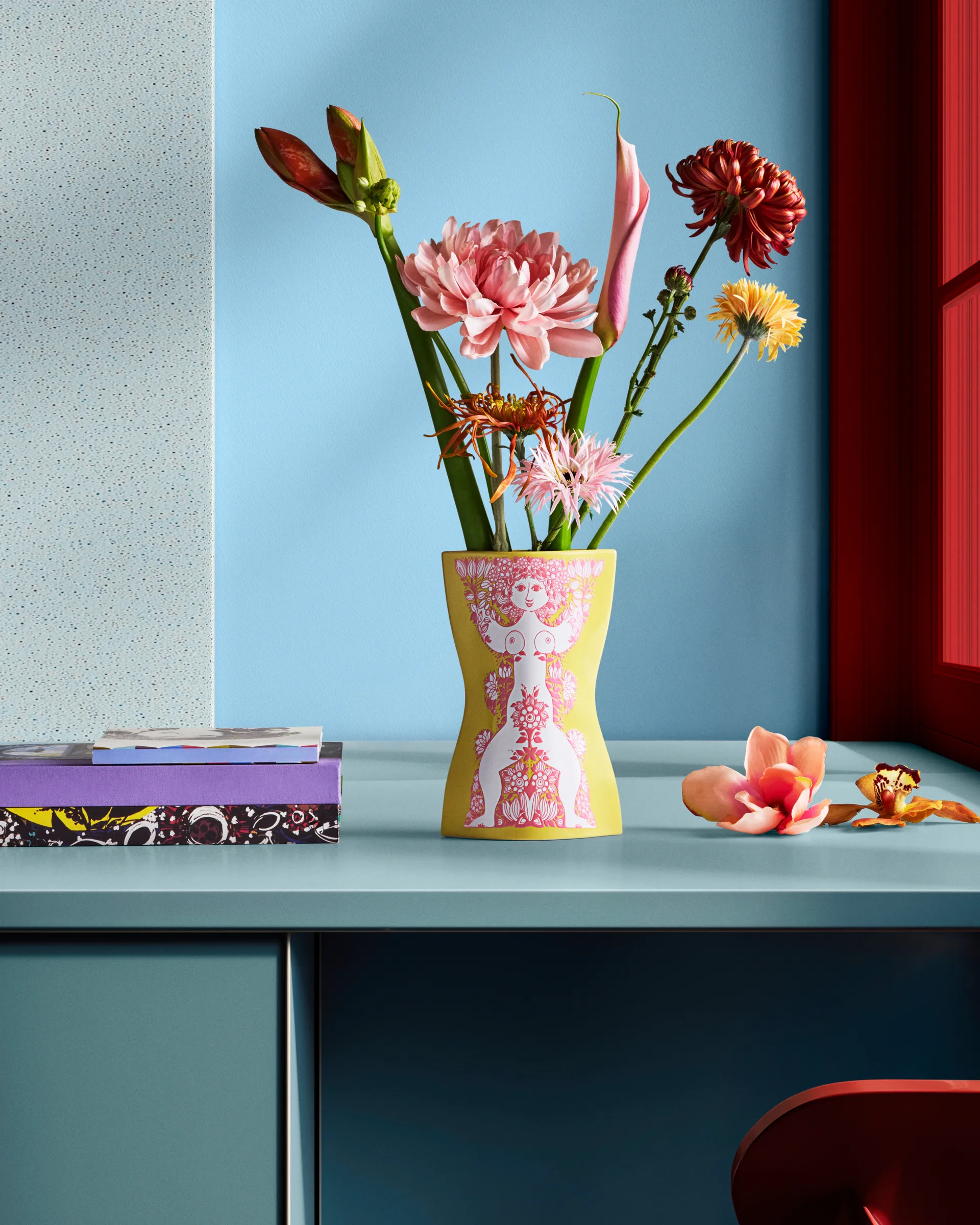 Vaso Nina, Amarelo-rosa, 22 cm Bjørn Wiinblad