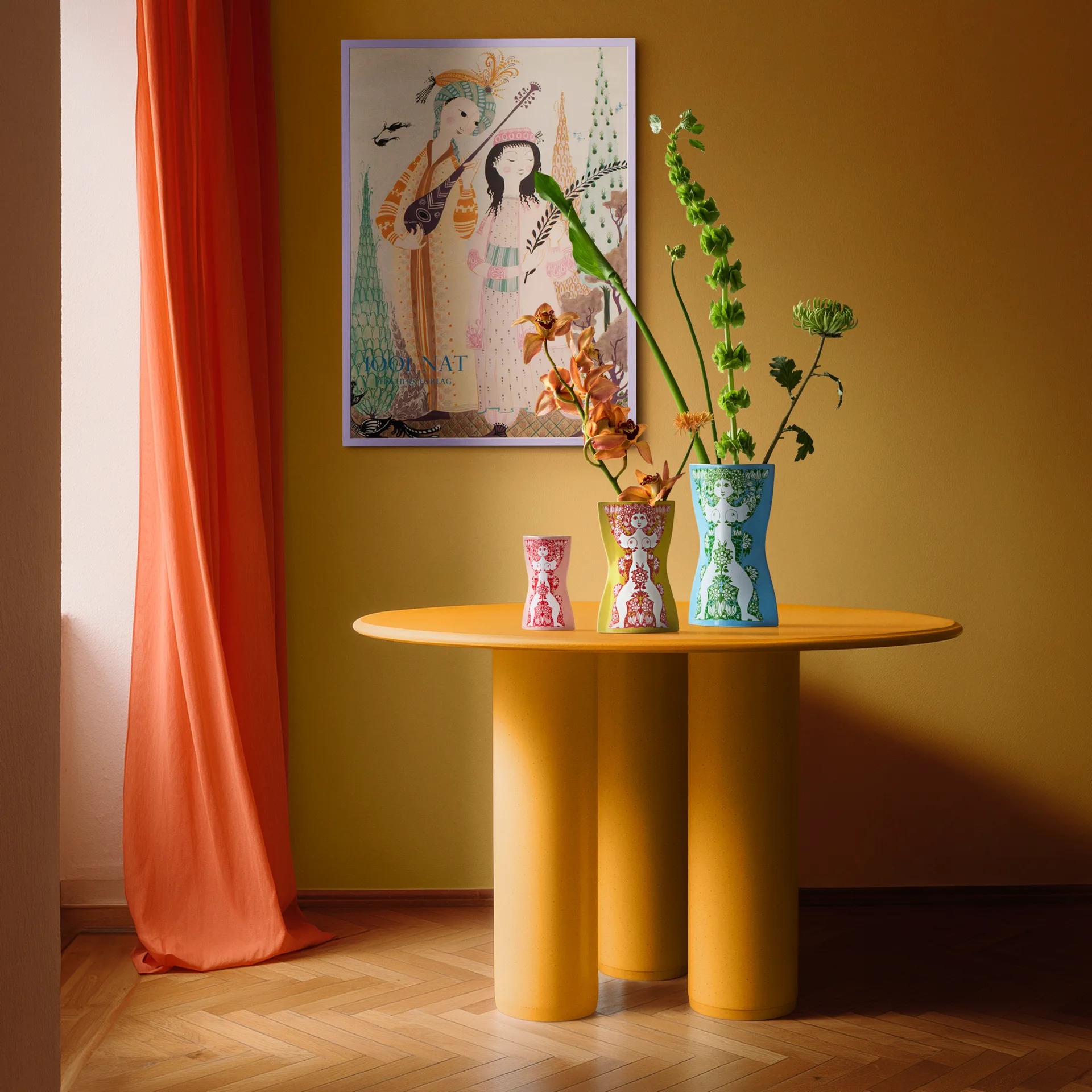 Vaso Nina, Azul-claro-verde, 28,5 cm Bjørn Wiinblad