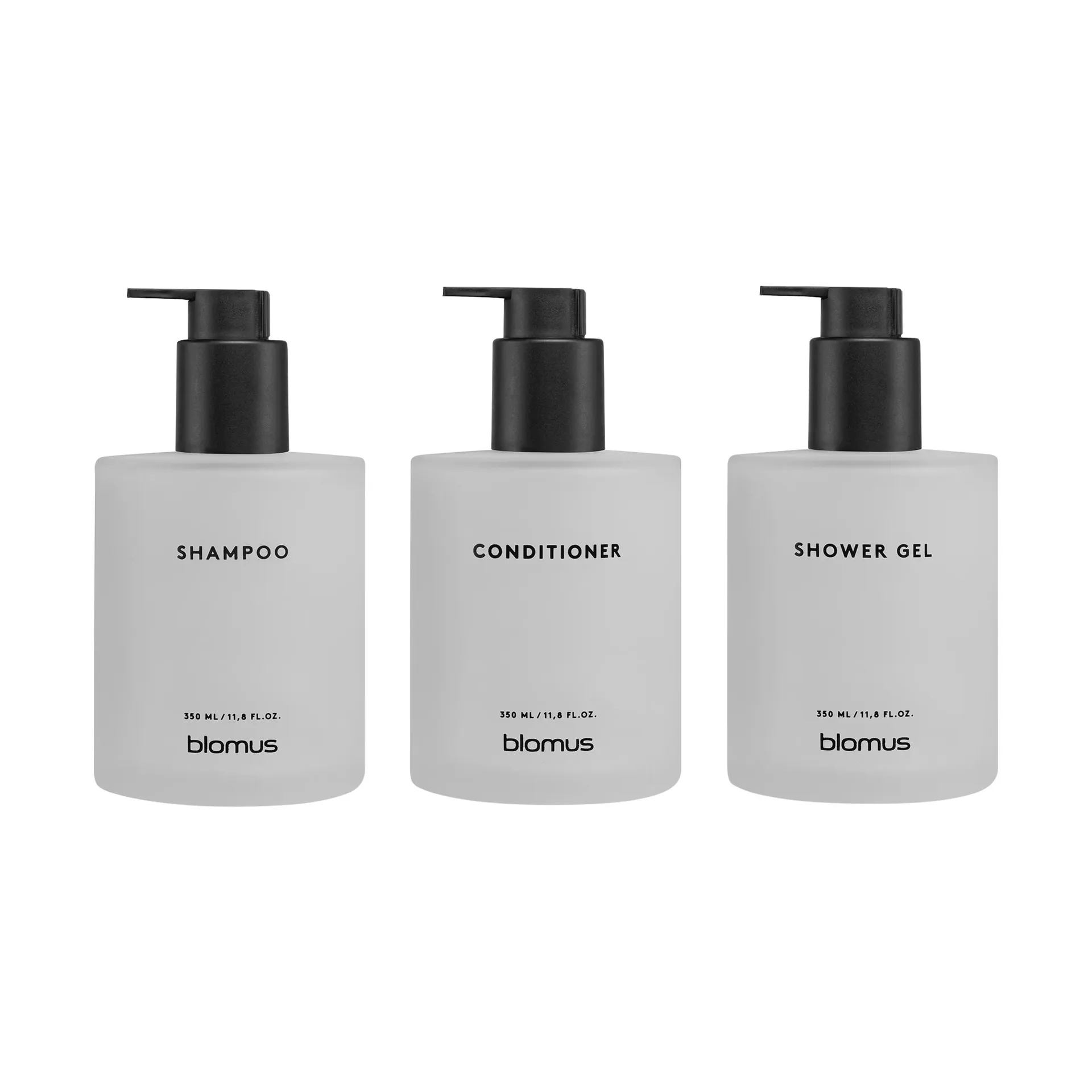 Kirei garrafas de vidro incl. suporte de parede, pack de 3, Branco, monta-se com parafusos blomus