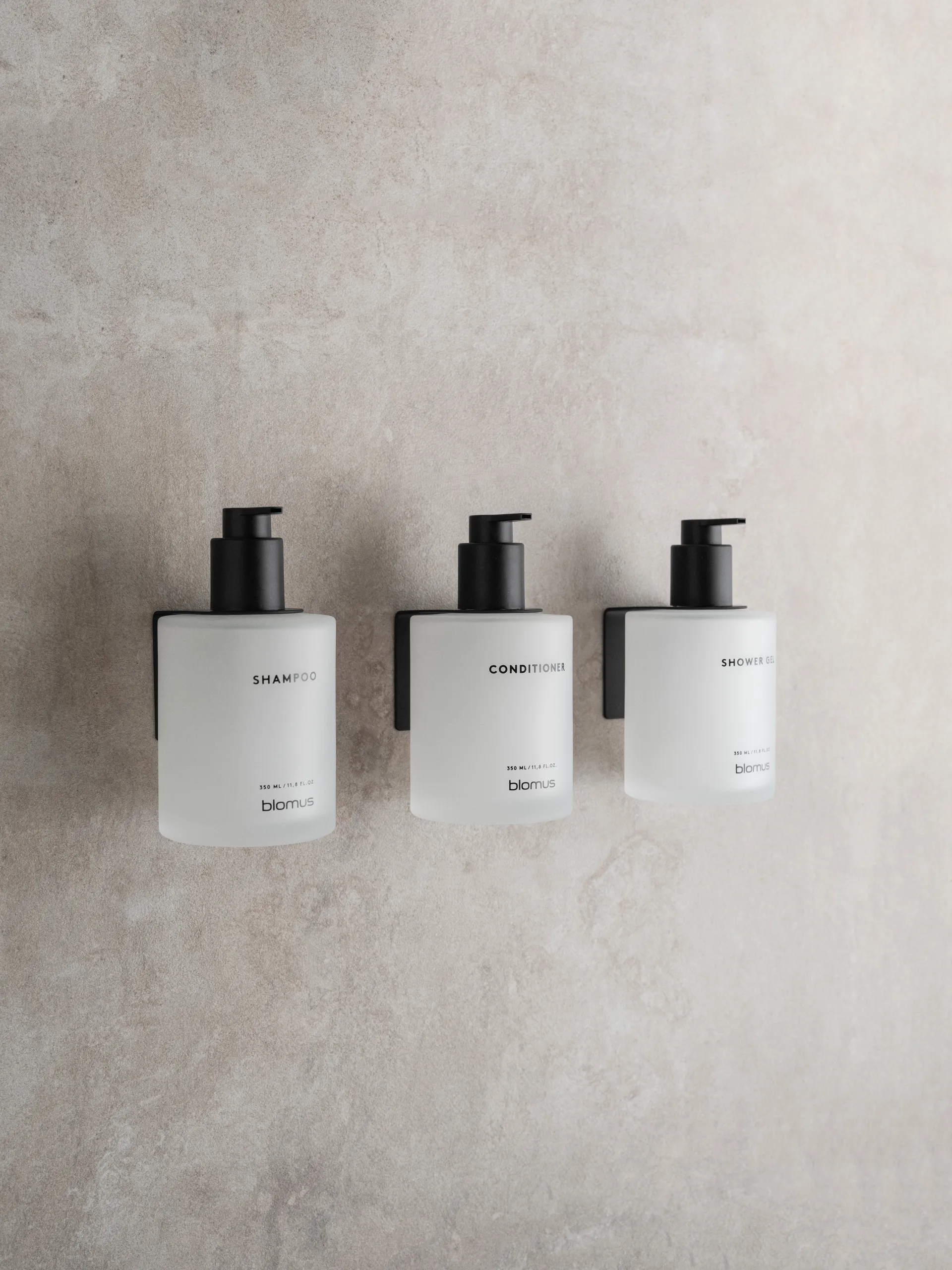 Kirei garrafas de vidro incl. suporte de parede, pack de 3, Branco, monta-se com parafusos blomus
