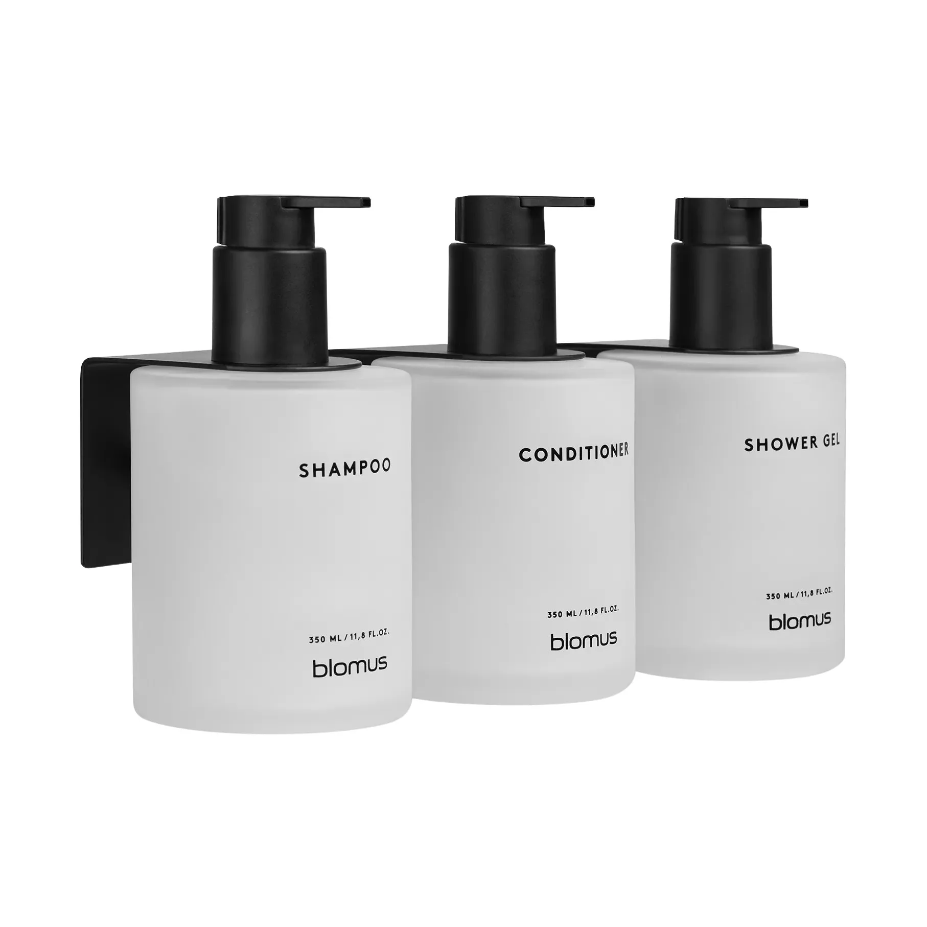 Kirei garrafas de vidro incl. suporte de parede, pack de 3, Branco, montado com cola blomus