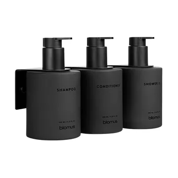 Kirei garrafas de vidro incl. suporte de parede, pack de 3 - Smoke, monta-se com parafusos - blomus