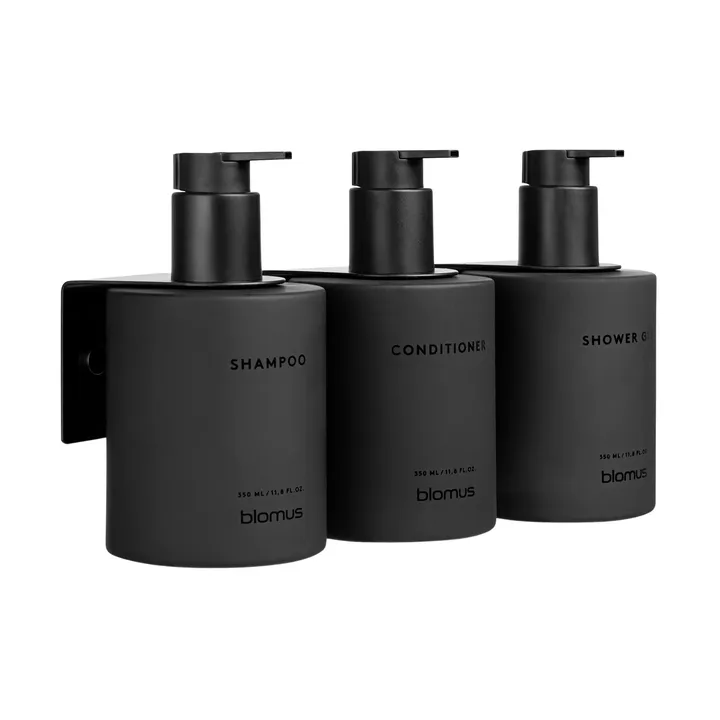 Kirei garrafas de vidro incl. suporte de parede, pack de 3 - Smoke, monta-se com parafusos - blomus