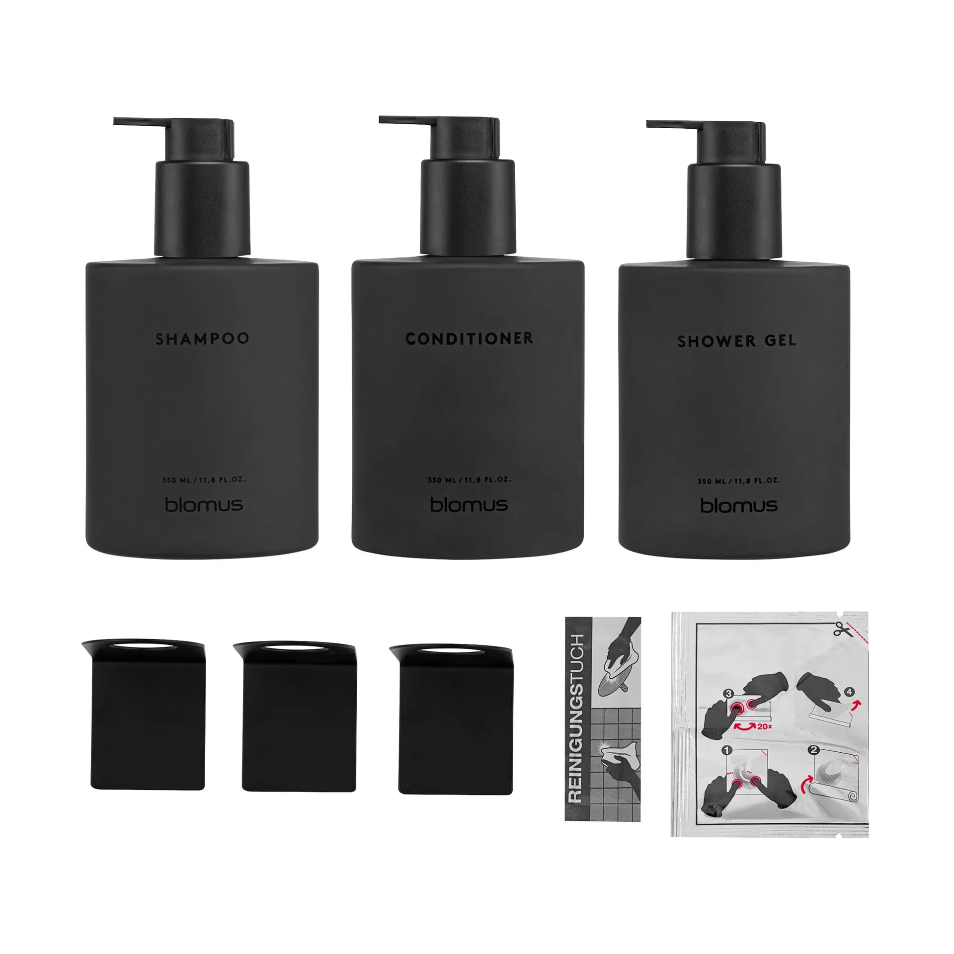 Kirei garrafas de vidro incl. suporte de parede, pack de 3, Smoke, montado por colagem blomus