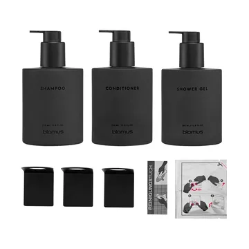 Kirei garrafas de vidro incl. suporte de parede, pack de 3 - Smoke, montado por colagem - blomus