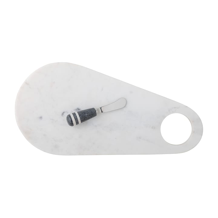 Abrielle faca de queijo com tábua de cortar 20x42 cm - Mármore branco-aço inoxidável - Bloomingville