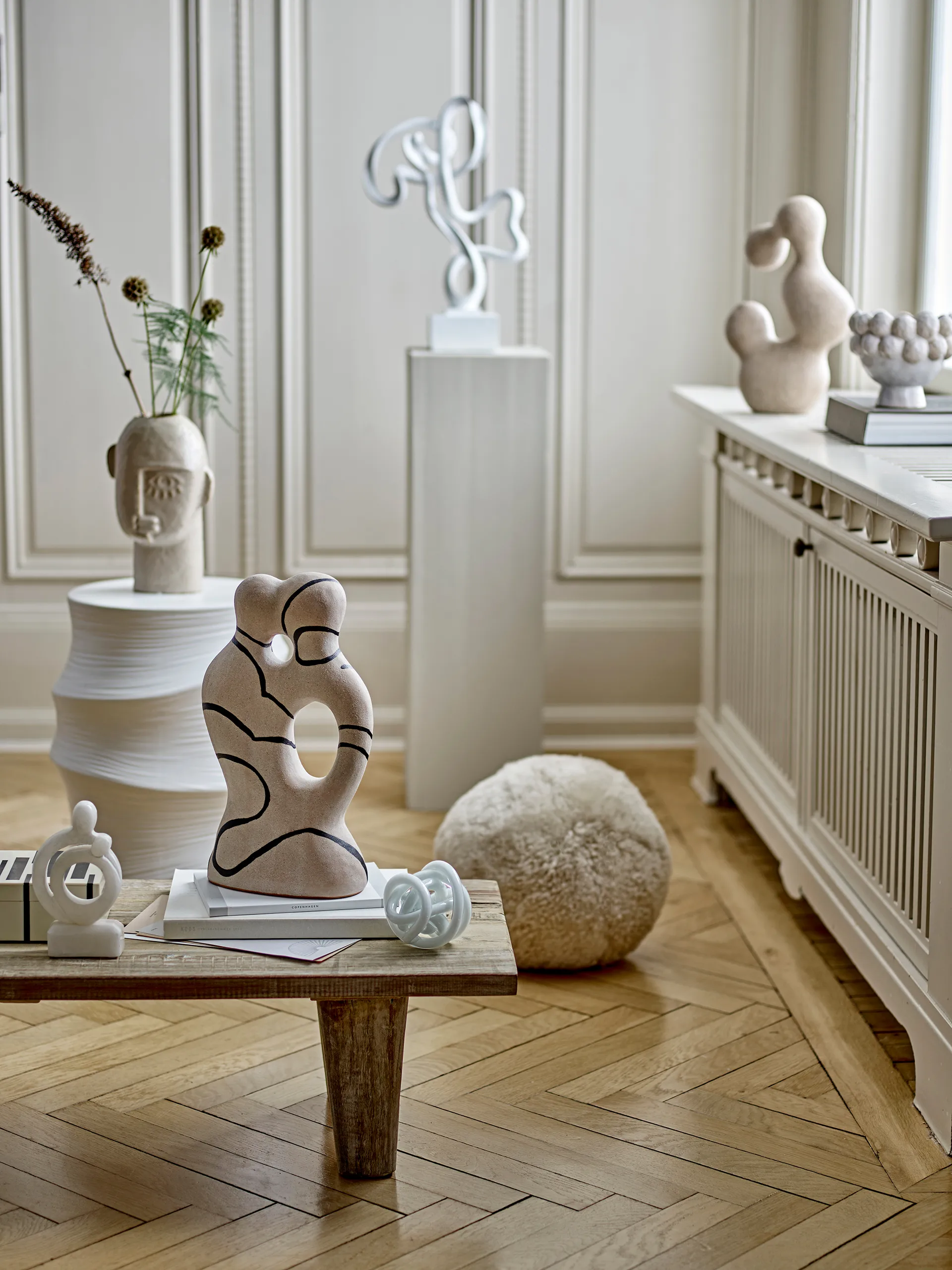 Almofada Betsy lã de ovelha Ø30 cm, Branco Bloomingville