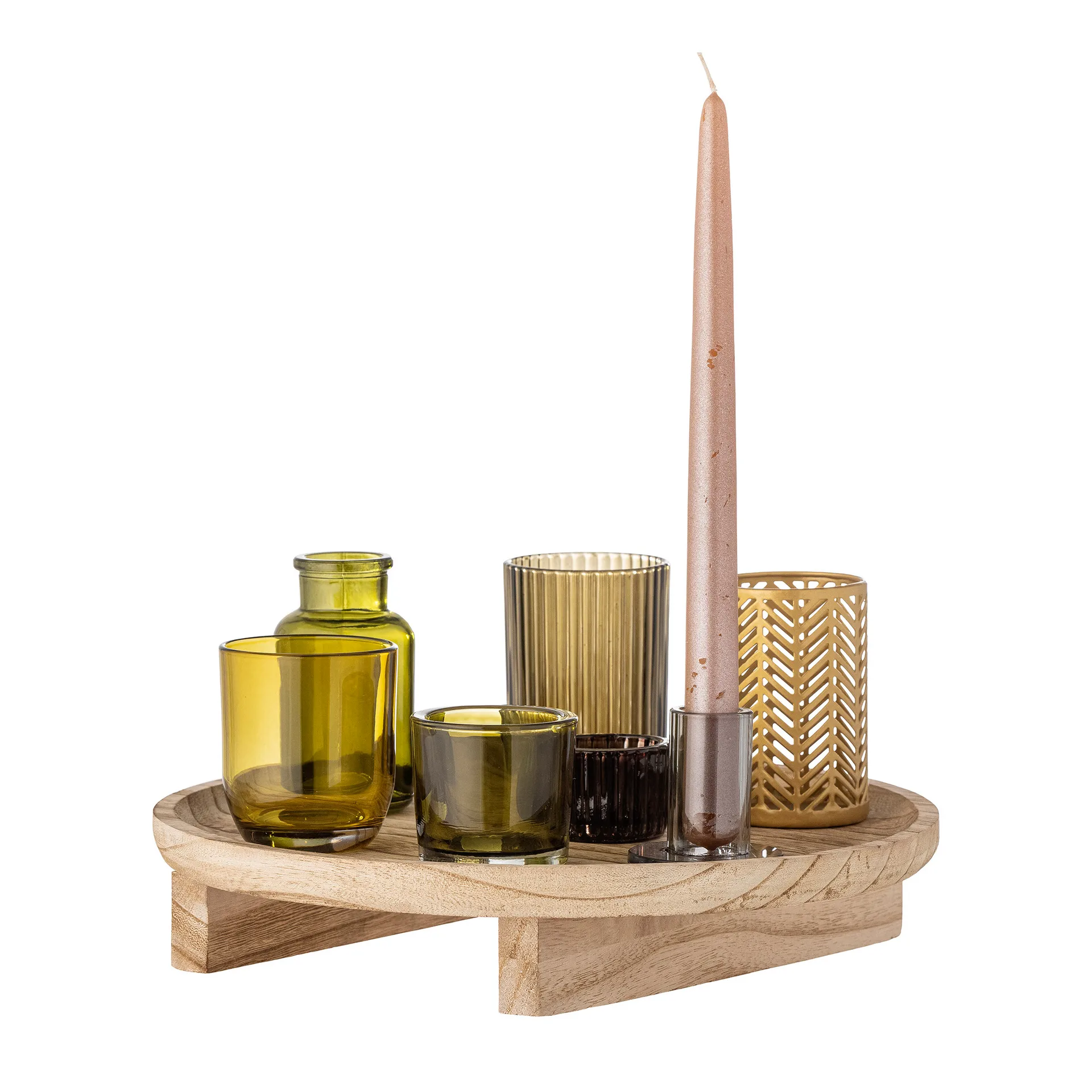 Bandeja Sanga com porta-velas 8 peças, Nature-multi Bloomingville