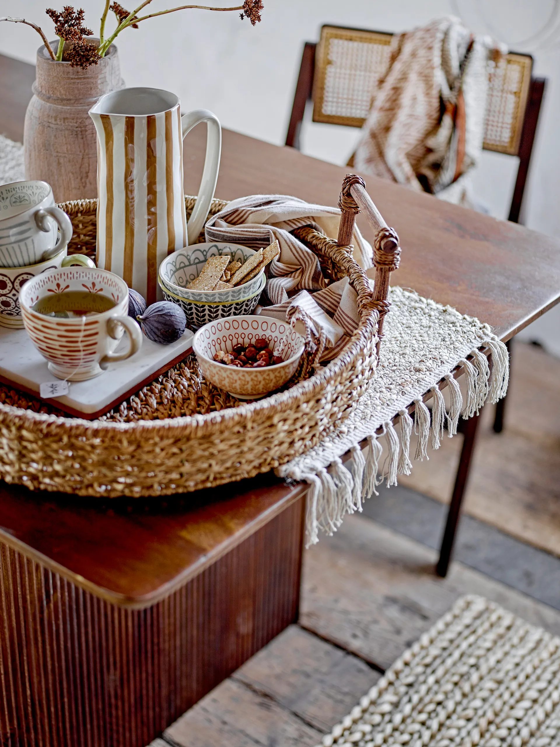 Begonia jarra grés 23.5 cm, Listras marrom Bloomingville