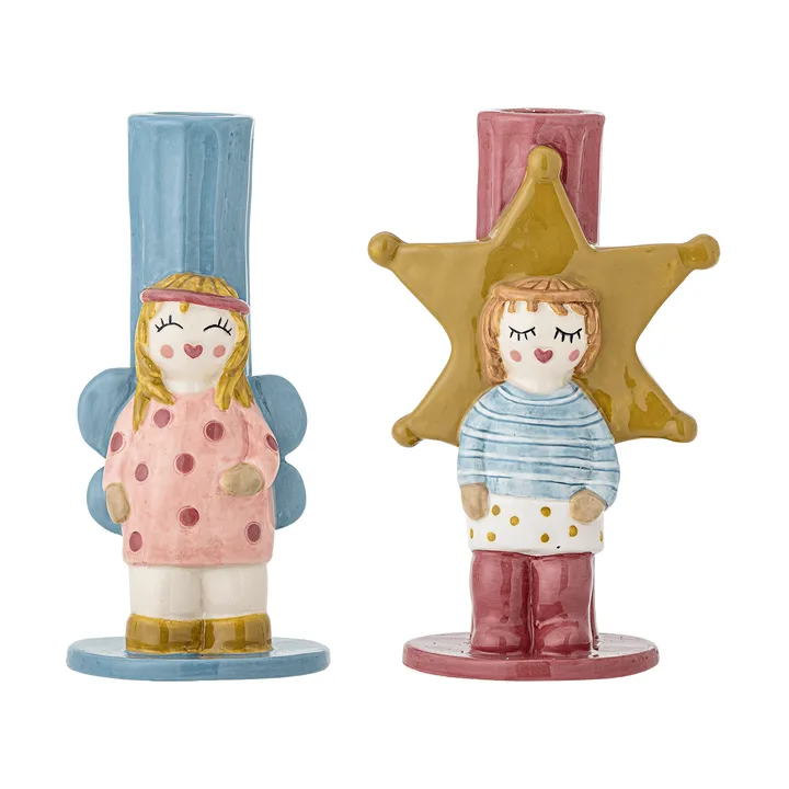 Bisby ljusstake - Azul-rosa, 2 peças, 15 cm - Bloomingville