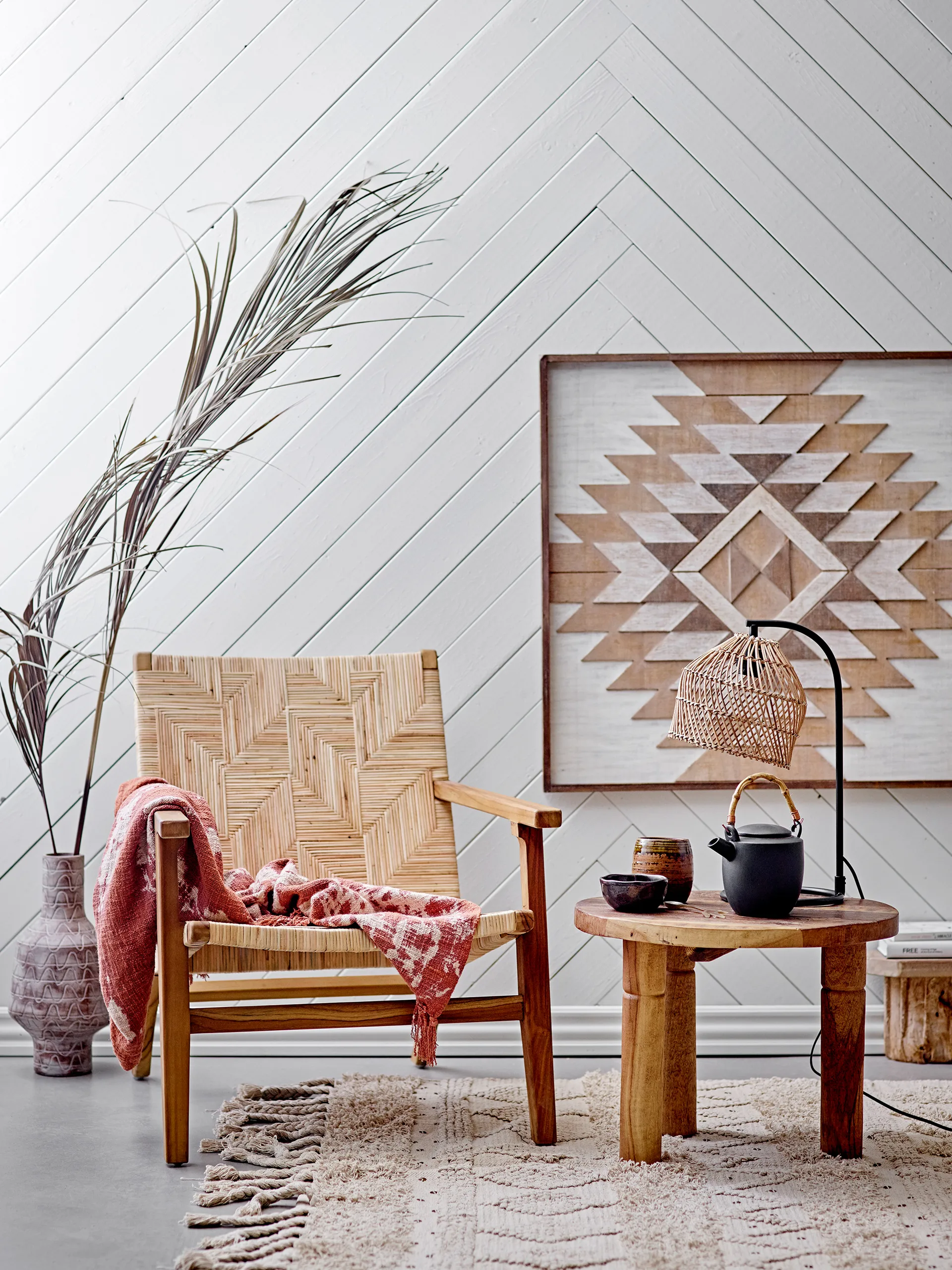 Cadeira lounge Mills rotim, Marrom Bloomingville