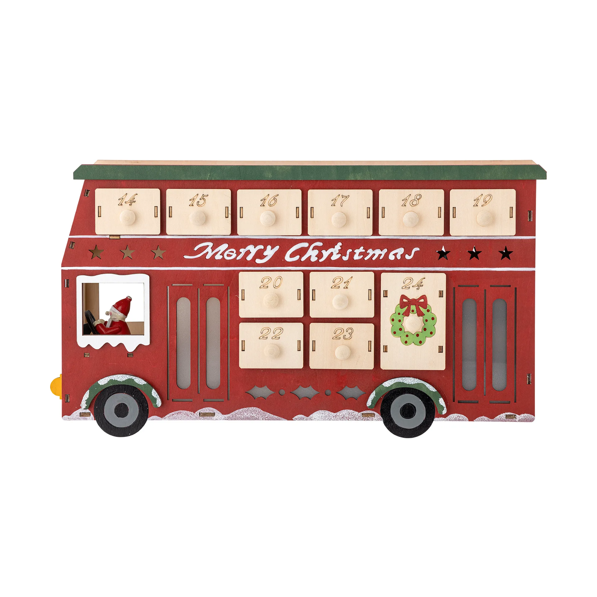 Calendário Edward com iluminação, ônibus, Vermelho Bloomingville
