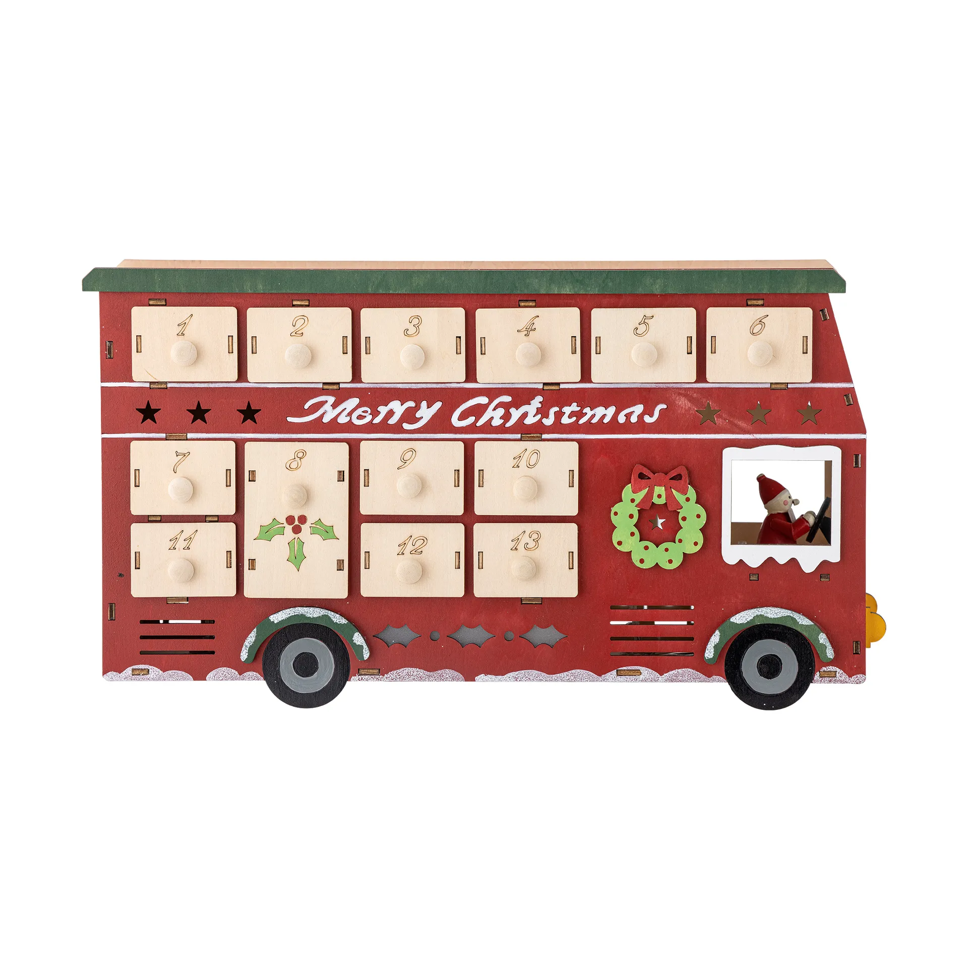 Calendário Edward com iluminação, ônibus, Vermelho Bloomingville