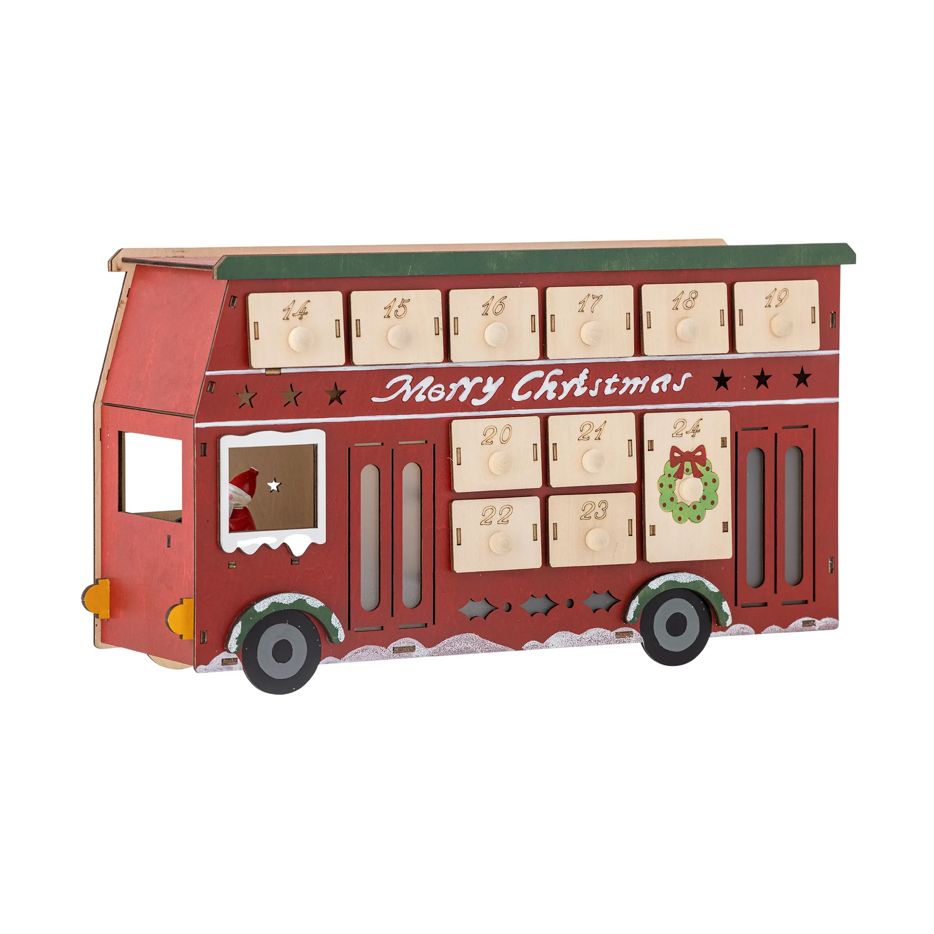 Calendário Edward com iluminação, ônibus, Vermelho Bloomingville