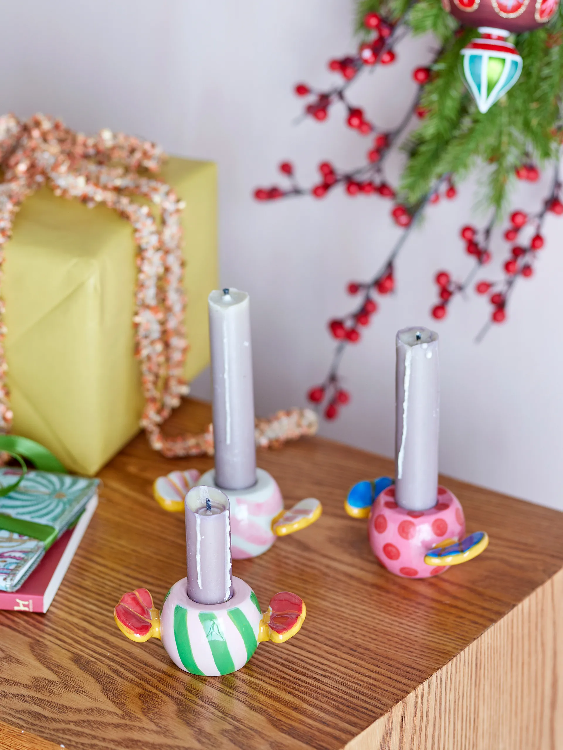 Caramella castiçais 3 peças, Rosa Bloomingville